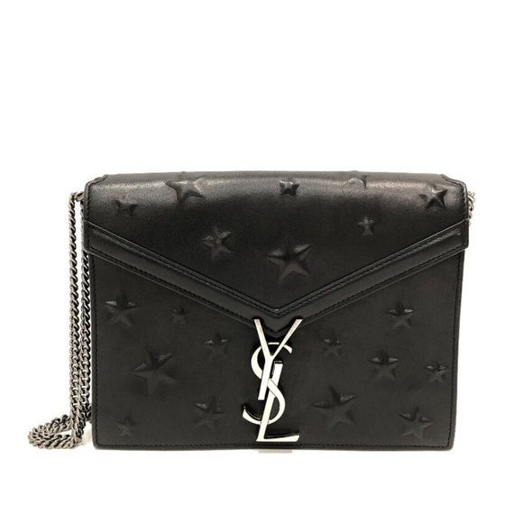 YSL Yves Saint Laurent Limited Edition Black Leather Star Shoulder Bag - Picture 1 of 15